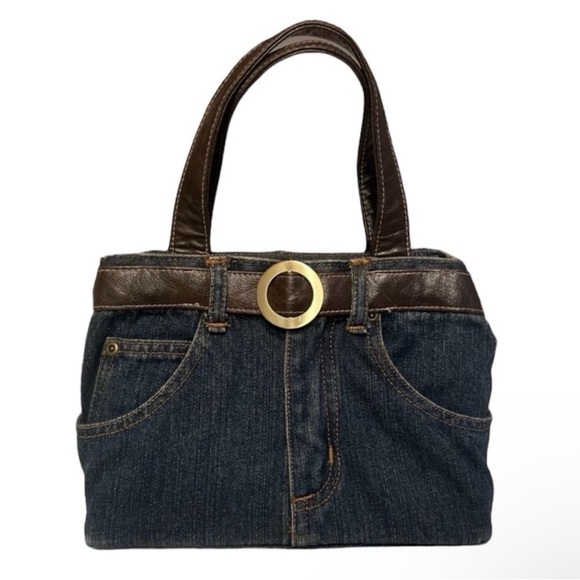 Super cute upcycled jeans made into a purse.  Vegan leather belt/handles - Picture 6 of 6